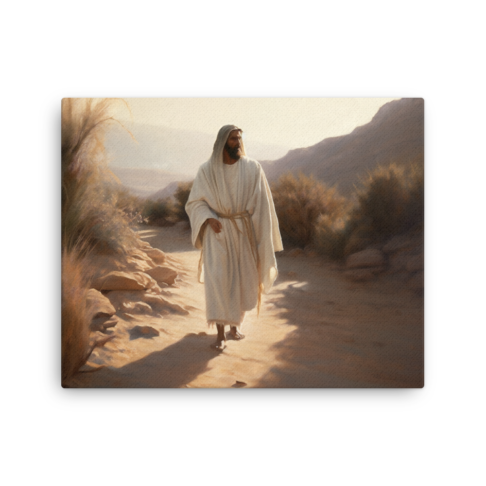 Jesus In The Wilderness - Thin Oil Painting Canvas Print