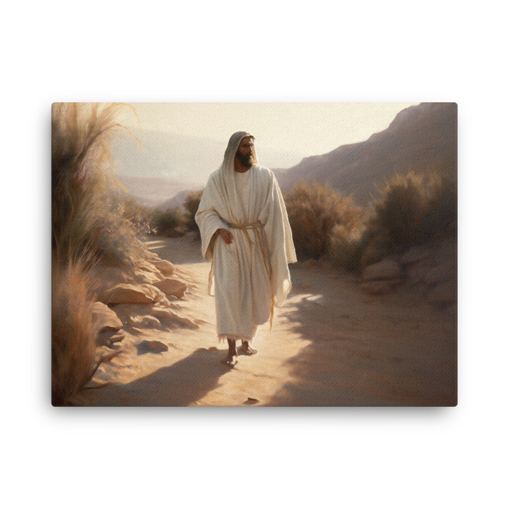 Jesus In The Wilderness - Thin Oil Painting Canvas Print